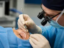 Blepharoplasty surgery correcting sagging upper eyelid skin