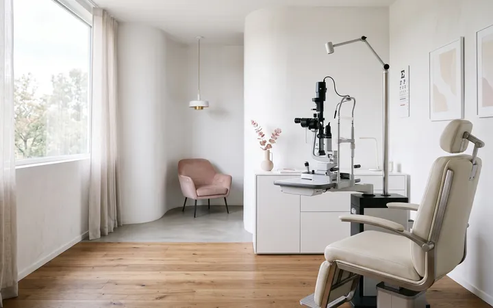 A calm consultation room with daylight across an empty examination chair.