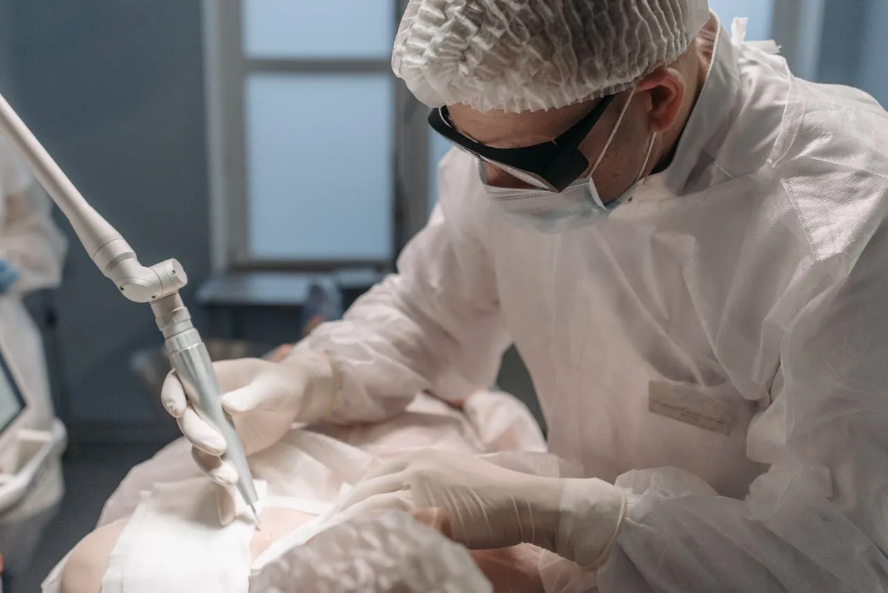 Excimer laser reshaping the cornea during refractive eye surgery